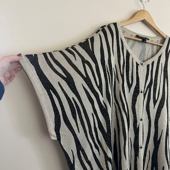 St. John Tiger Stripe Shimmer Knit Trapeze Cardigan Multi Womens Size Large 2014 - Picture 7 of 11